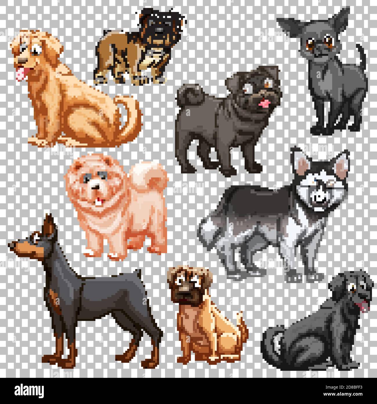 Set of different dogs isolated illustration Stock Vector Image & Art ...