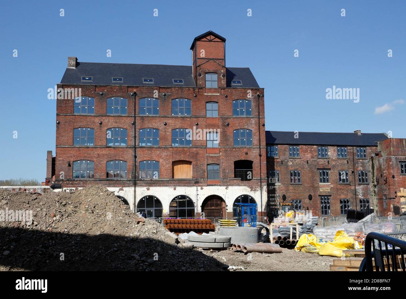 Green lane works, Kelham island sheffield England UK, during renovation and redevelopment. Victorian industrial building works Stock Photo