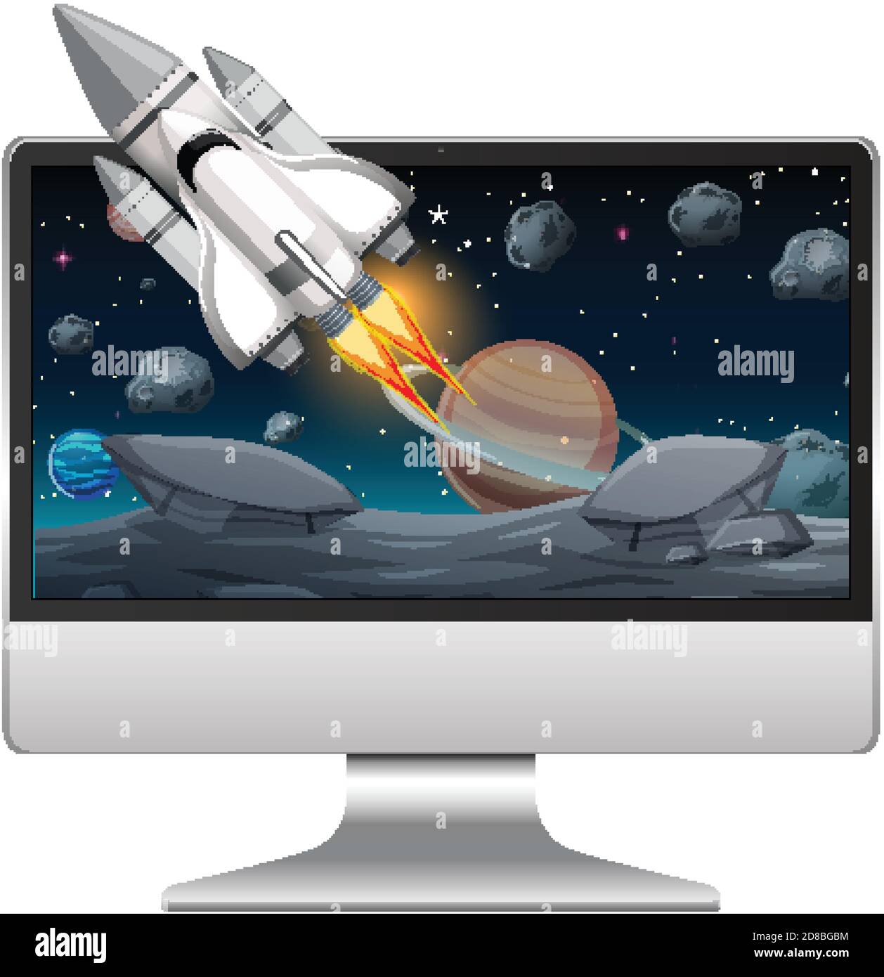 Computer with space scene illustration Stock Vector Image & Art - Alamy