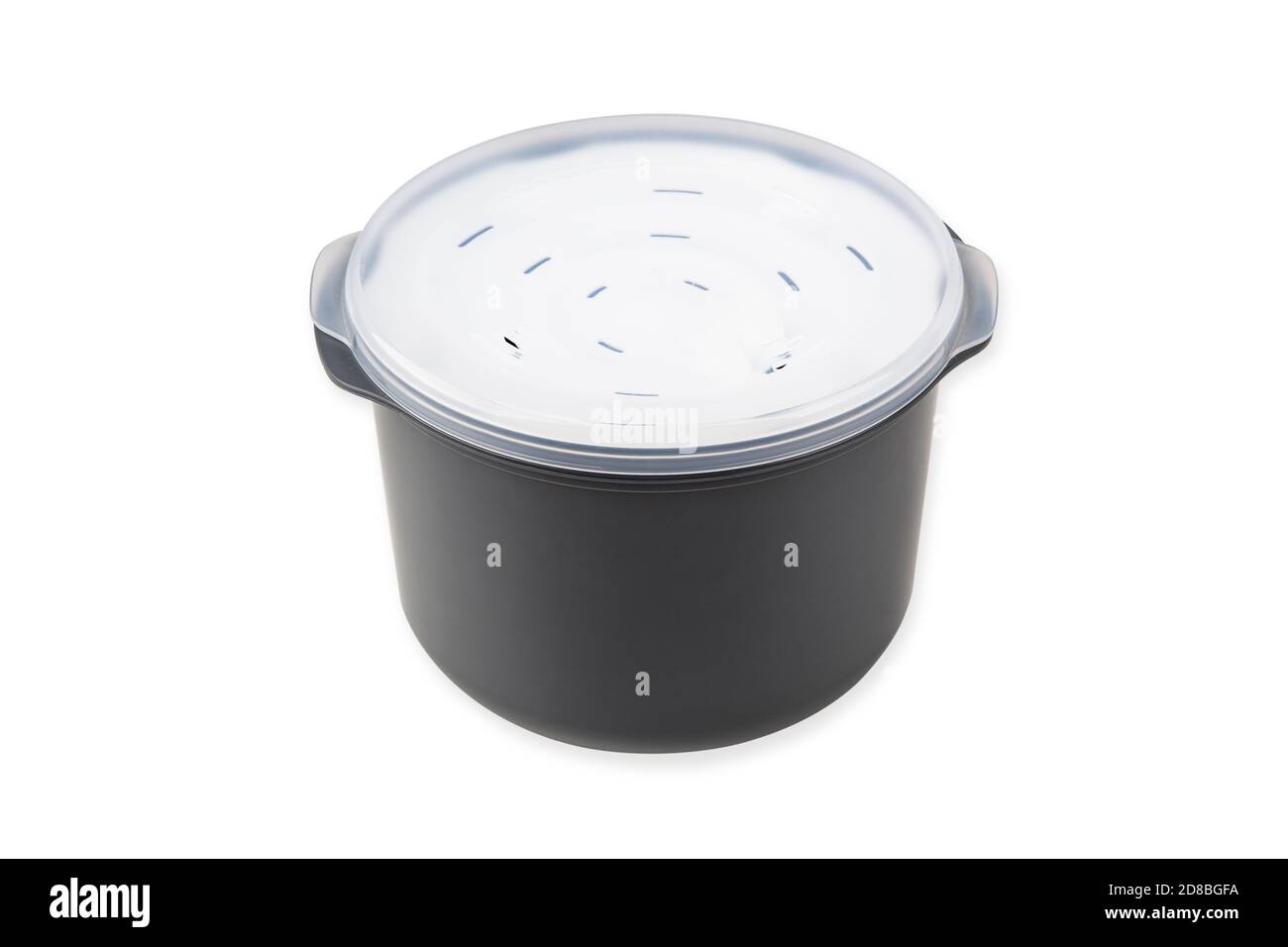 Gray plastic Bowl with Top isolated over white background Stock Photo
