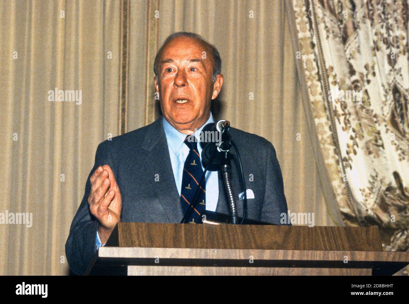 United States Secretary of State George P. Shultz makes remarks during ...