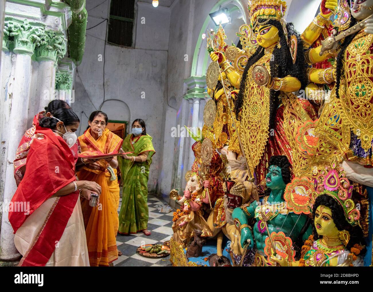 Kolkata, India. 26th Oct, 2020. Different moments of Debi Baron rituals