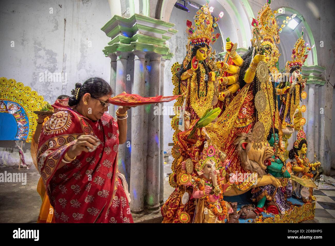 Kolkata, India. 26th Oct, 2020. Different moments of Debi Baron rituals