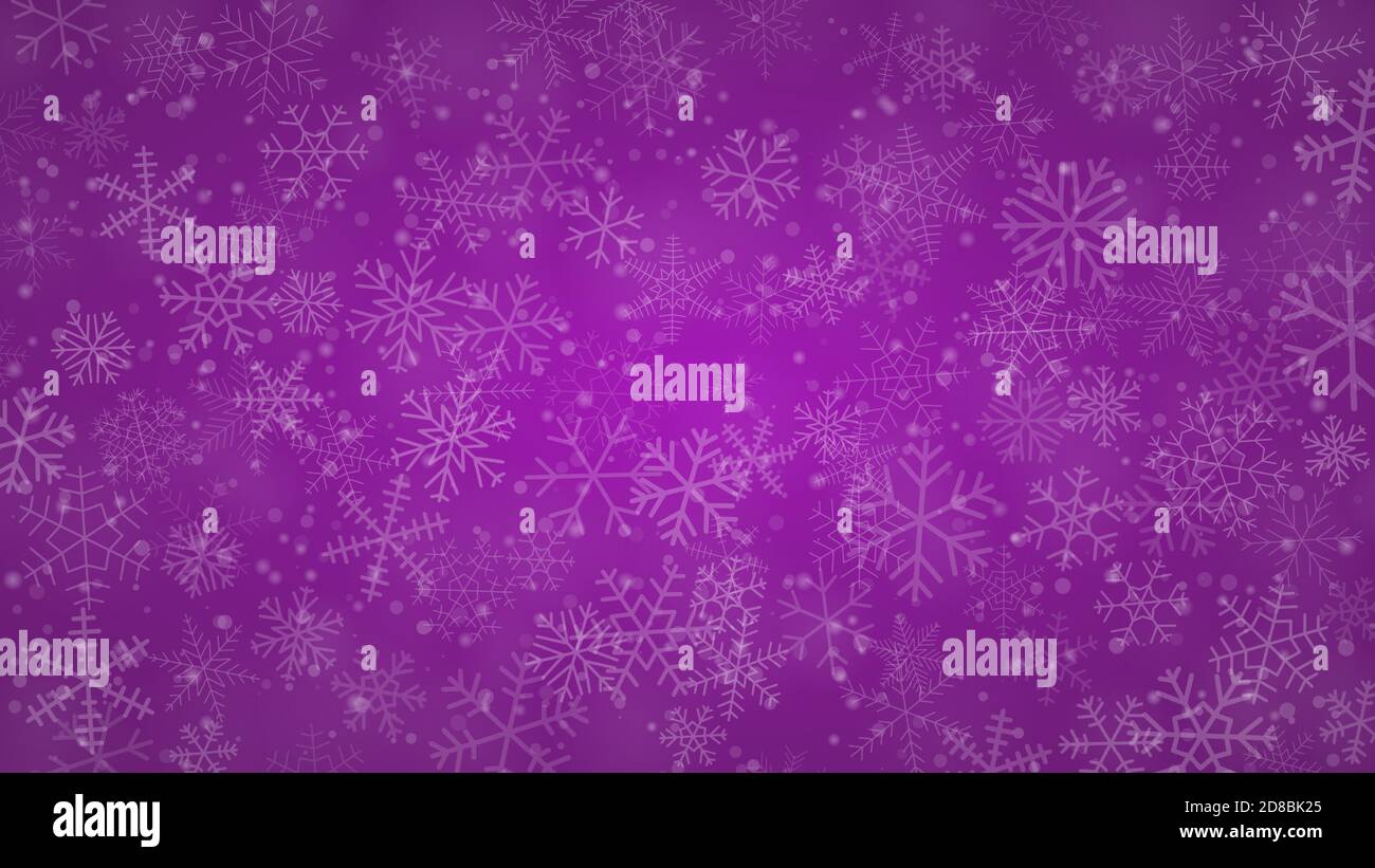 Christmas background of snowflakes of different shapes, sizes and ...