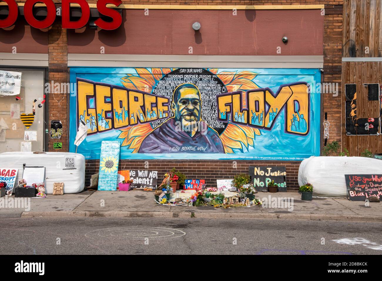 Minneapolis, Minnesota. George Floyd memorial at 38th and Chicago who was killed by police. Stock Photo
