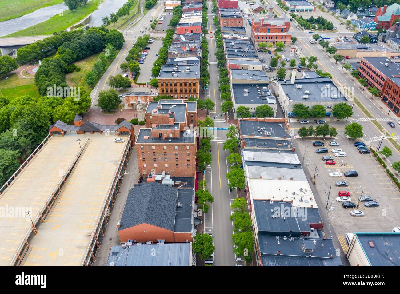 Gaffer District, Market Street, downtown Corning, NY, USA Stock Photo