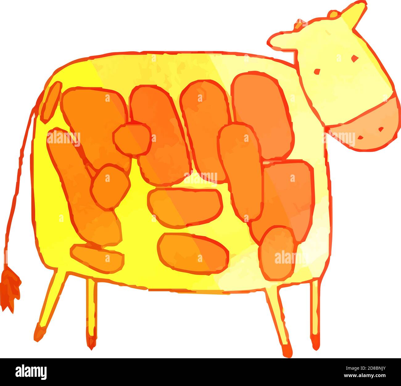 This is a illustration of Warm Watercolor Cute hand-painted Holstein ...