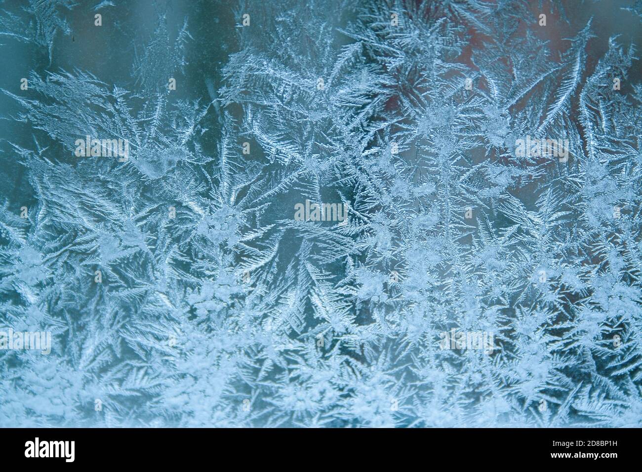 Ice crystals pattern on the window Stock Photo