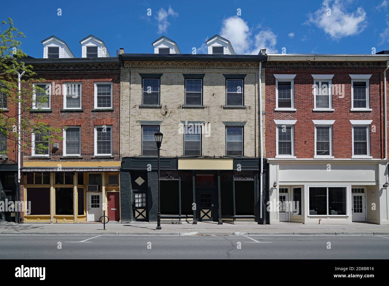 Old fashioned small town main street buildings, with stores on ground