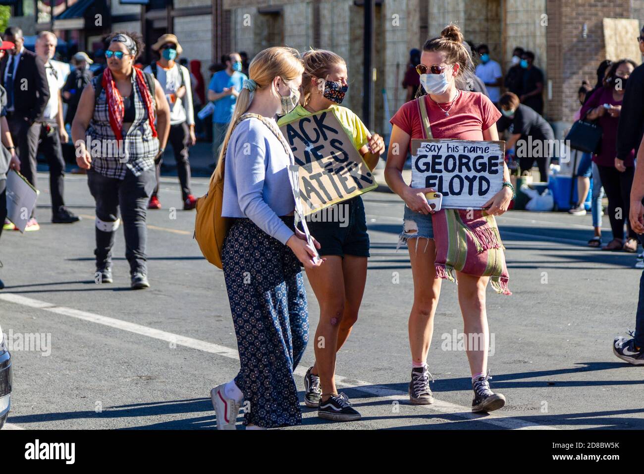 Minneapolis, MN - May 30, 2020: Demonstrators in the streets at the ...