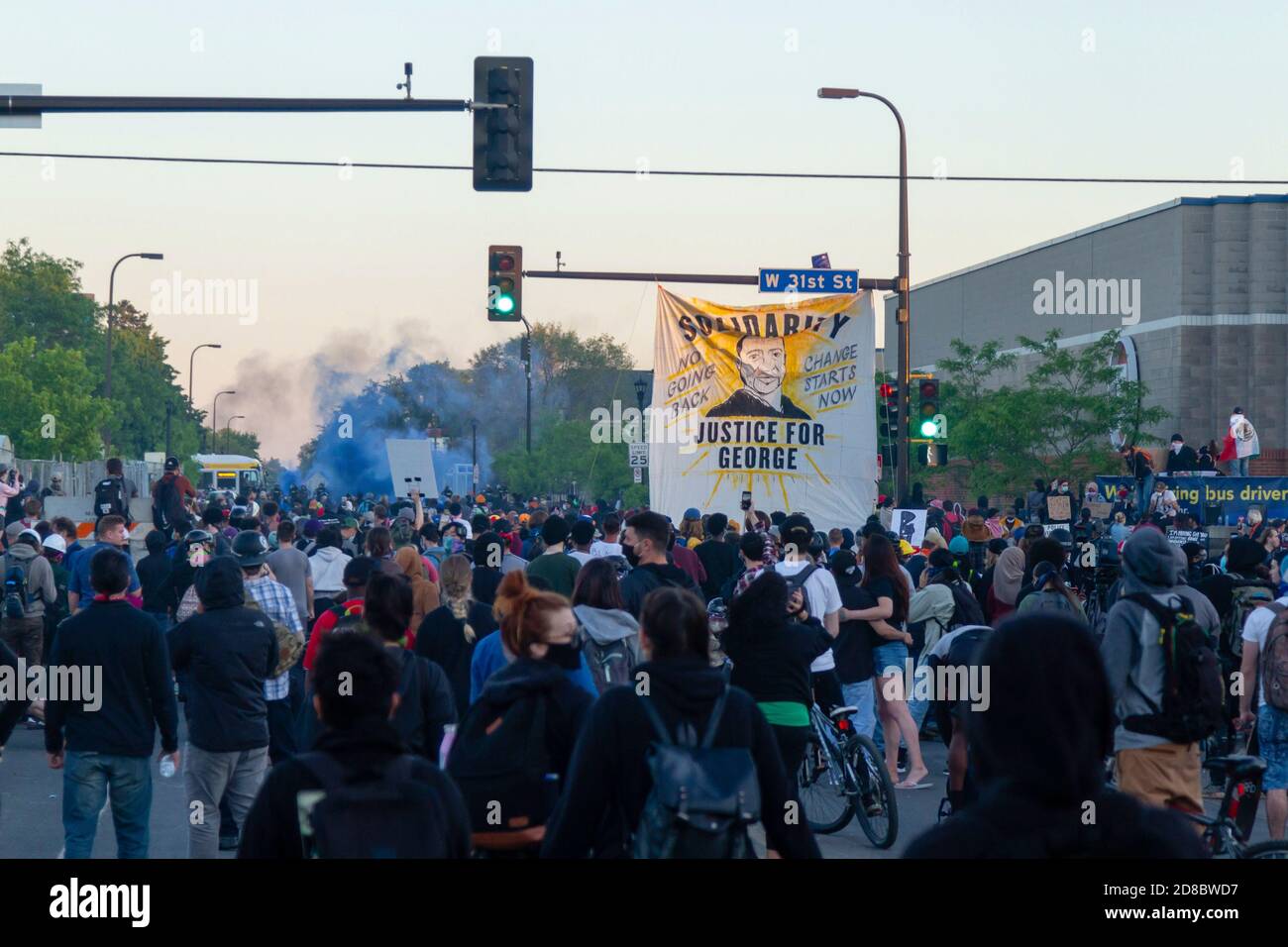 Minneapolis, MN - May 30, 2020: Demonstrators in the streets at the ...