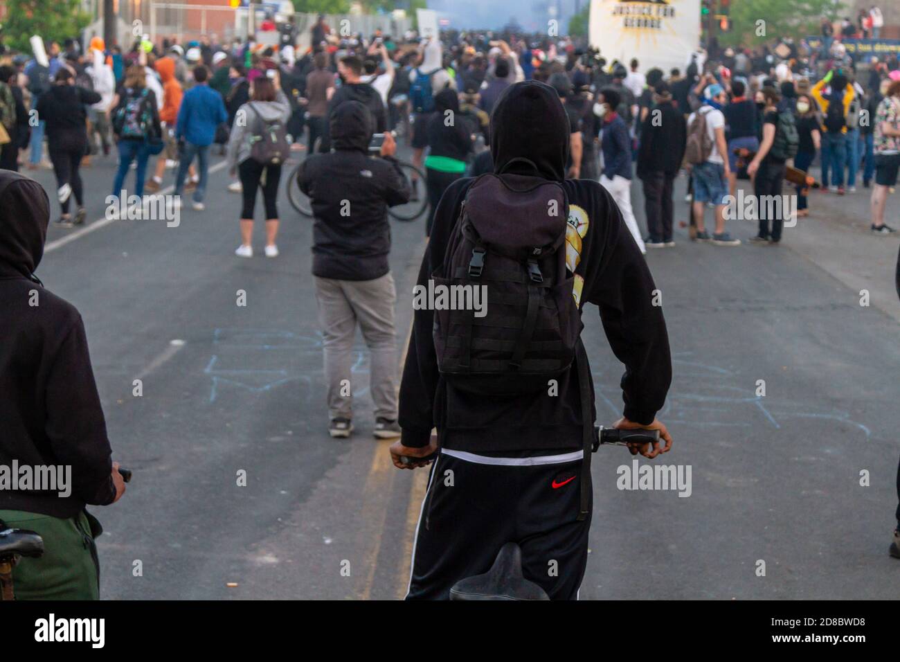 Minneapolis, MN - May 30, 2020: Demonstrators in the streets at the ...