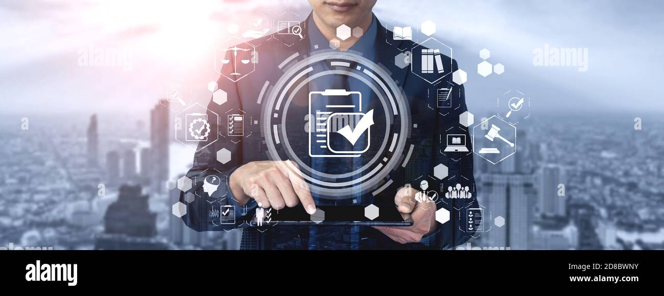 Compliance rule law and regulation graphic interface for business