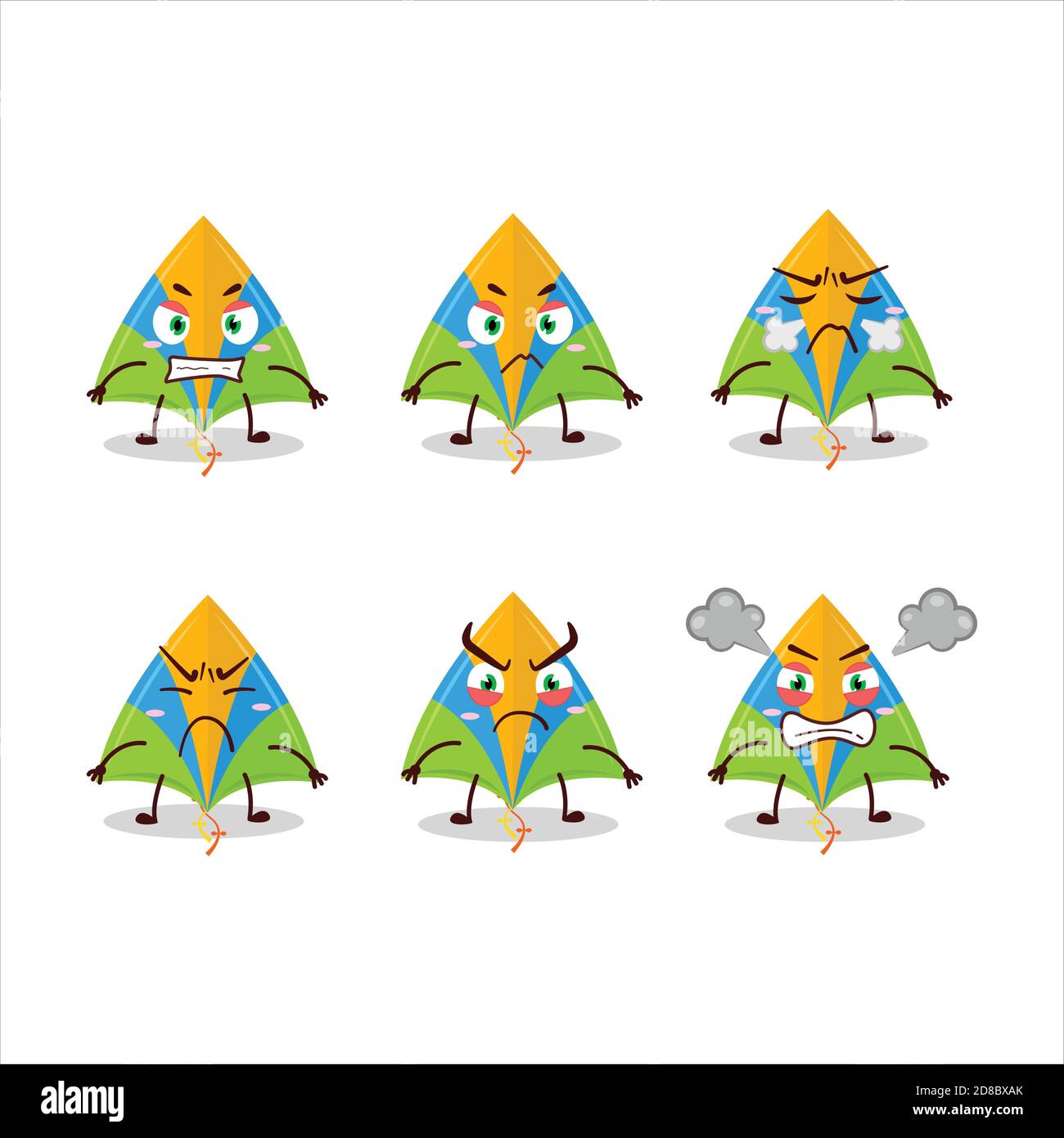 Kite cartoon character with various angry expressions Stock Vector