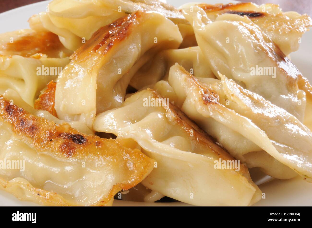 Macro photo of chicken and vegetable potstickers Stock Photo Alamy