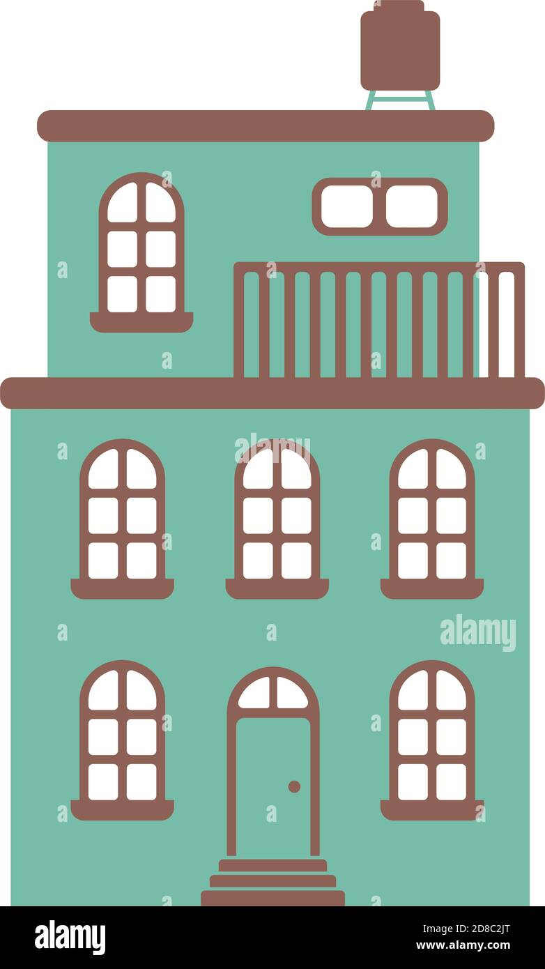 cartoon building / house flat design illustration (front view Stock Vector  Image & Art - Alamy