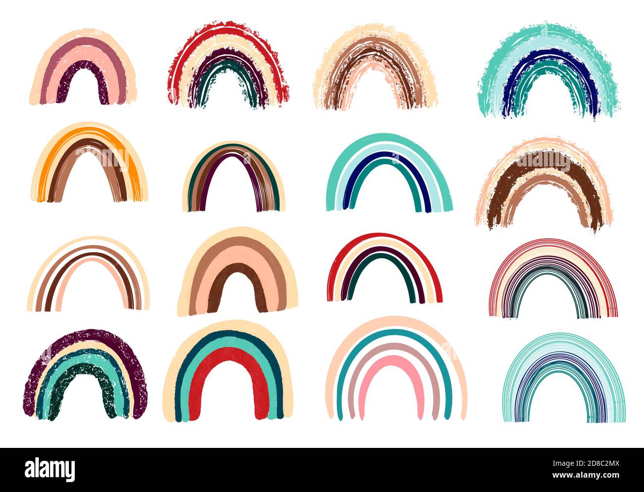 Boho Rainbow Collection. Wall decor in a Bohemian style.Cute rainbows