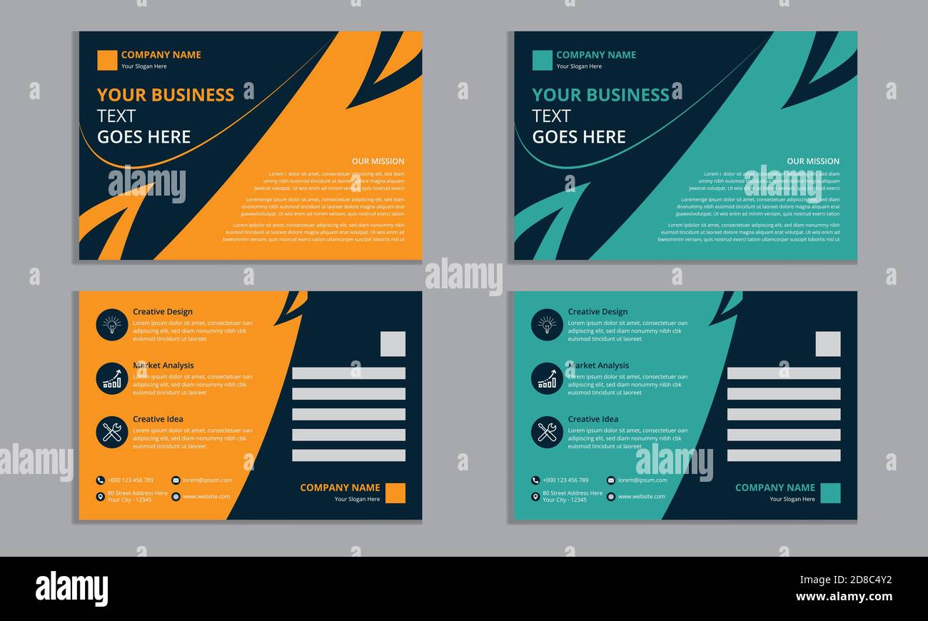 Postcard Design Vector Template, Set Template Design For Social Media