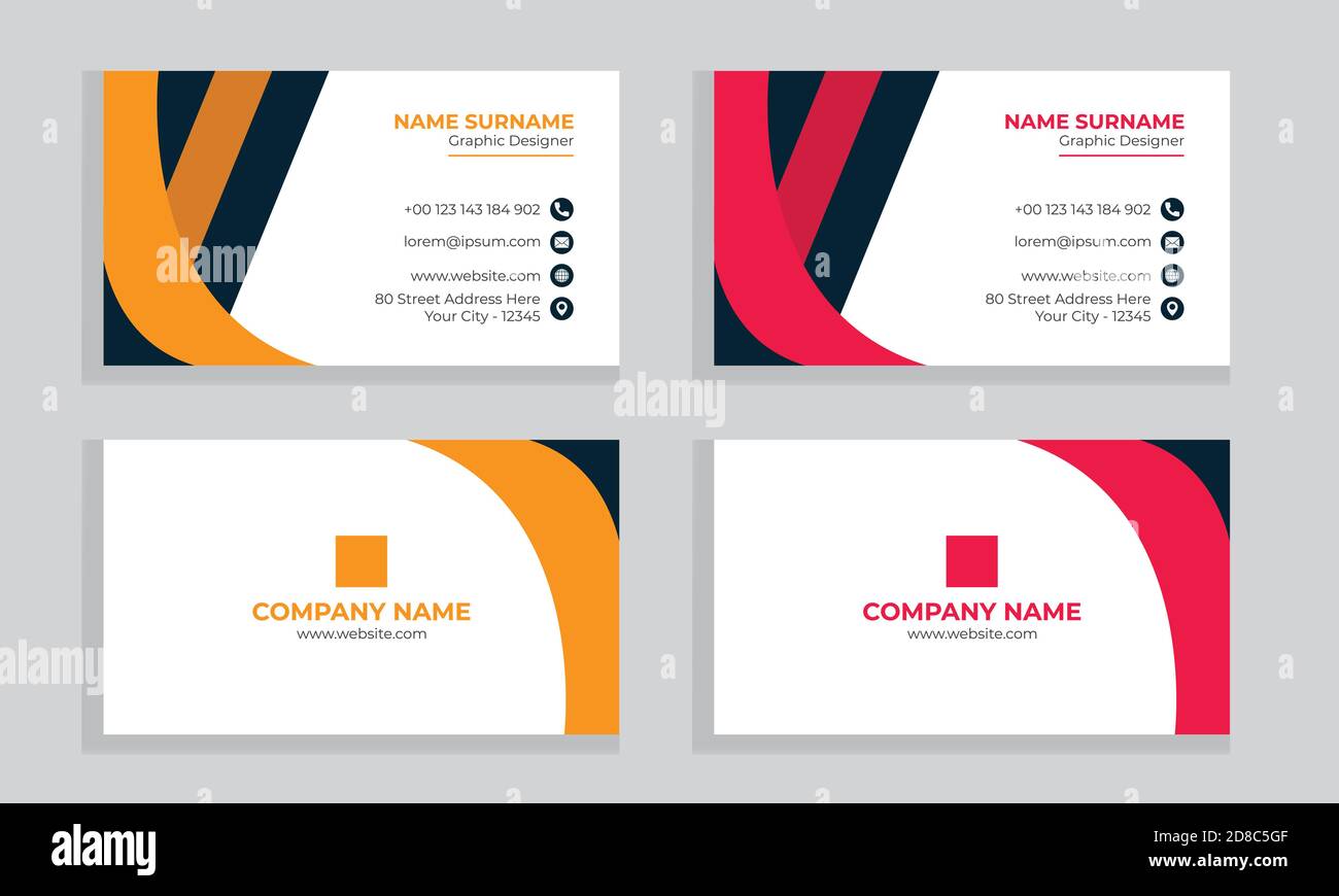 Creative and Clean Double-sided Business Card Template. Flat Design Vector Illustration. Stock Vector