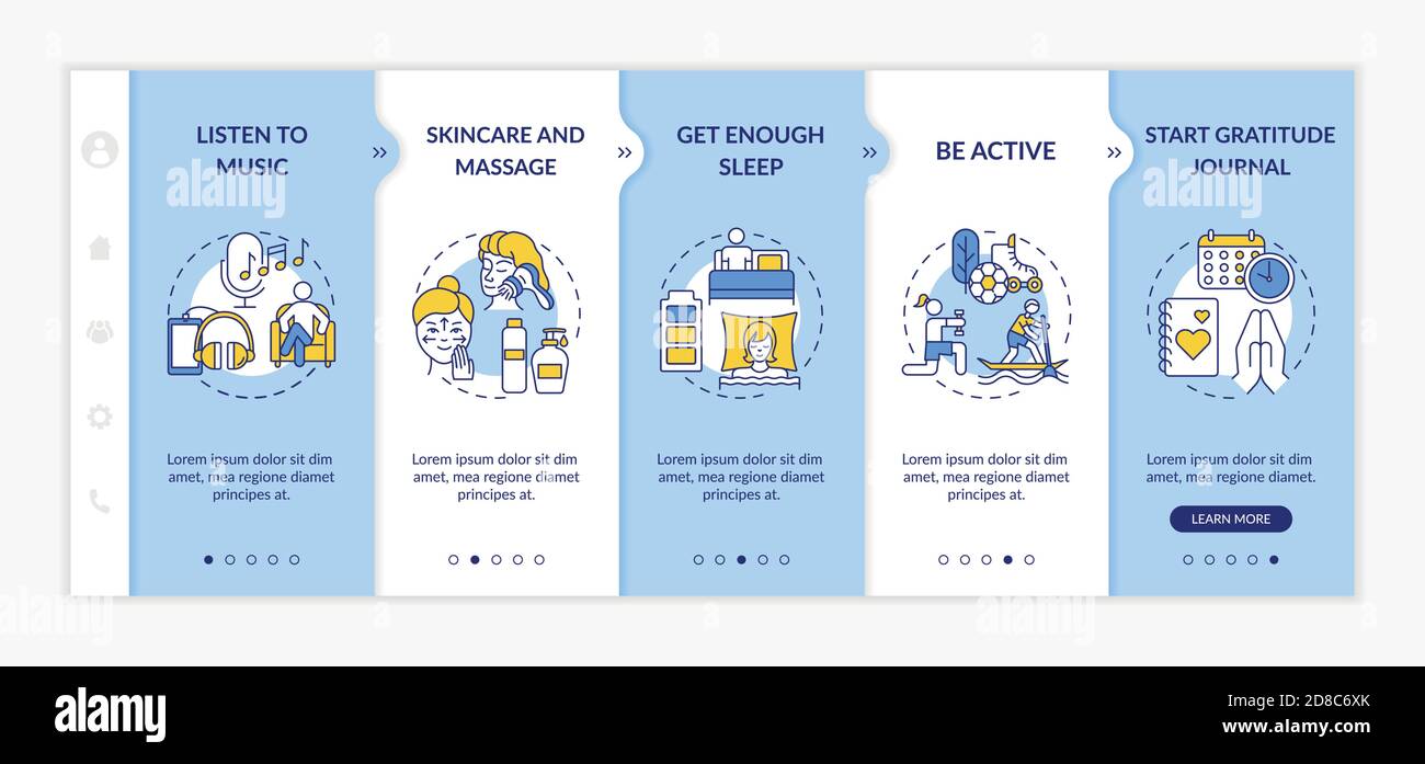 Self care practices onboarding vector template Stock Vector