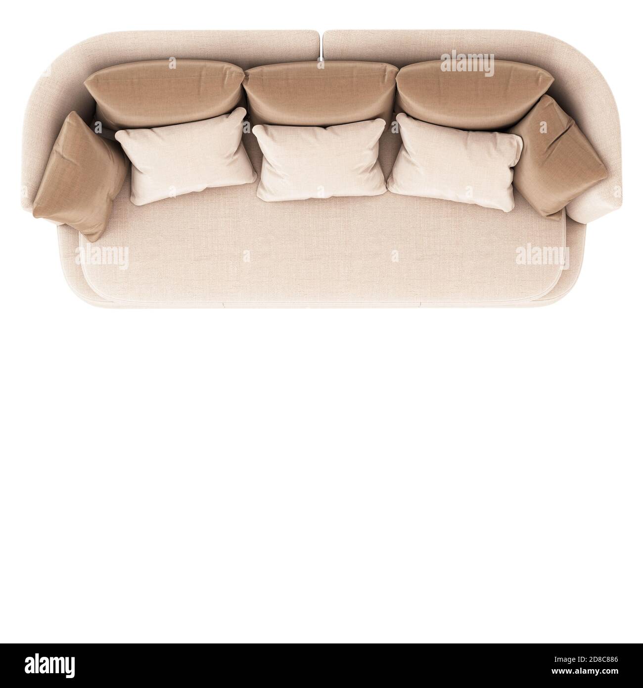 Soft sofa pillows top on a white background. 3d rendering Stock Photo - Alamy