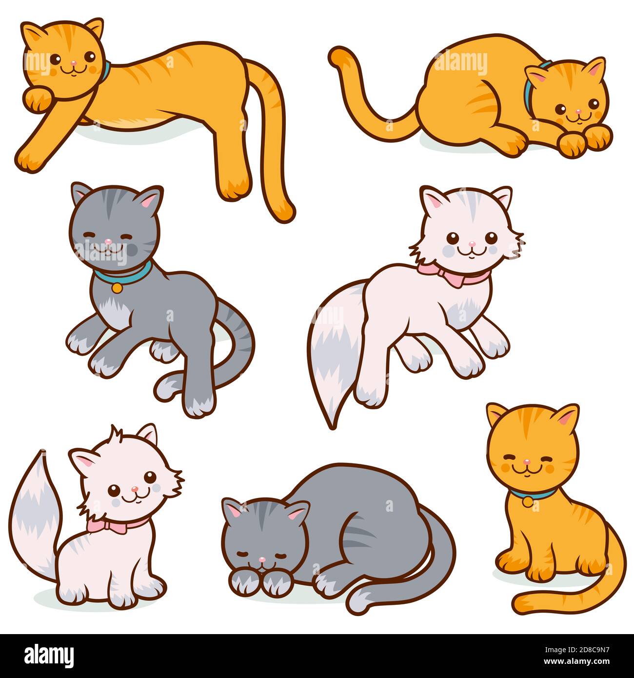 Cartoon cats collection. Illustration set. Stock Photo