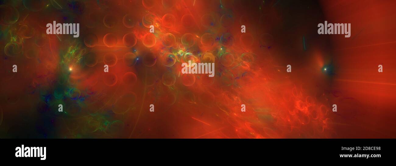 Abstract fractal background horizontal panoramic view image. Orange color Stock Photo