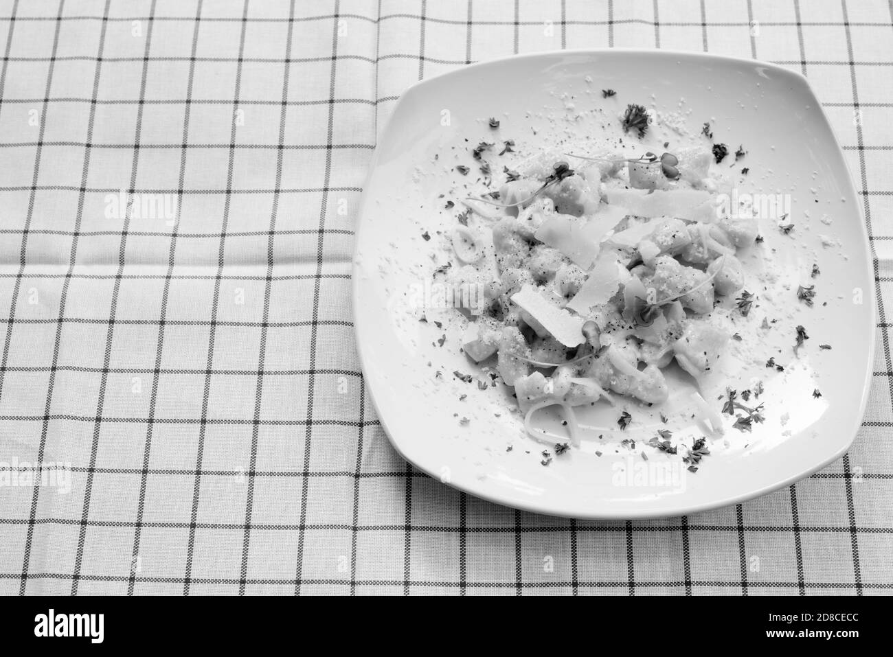 Portrait Of Gnocchi Mixed with Cheese And Cream Stock Photo