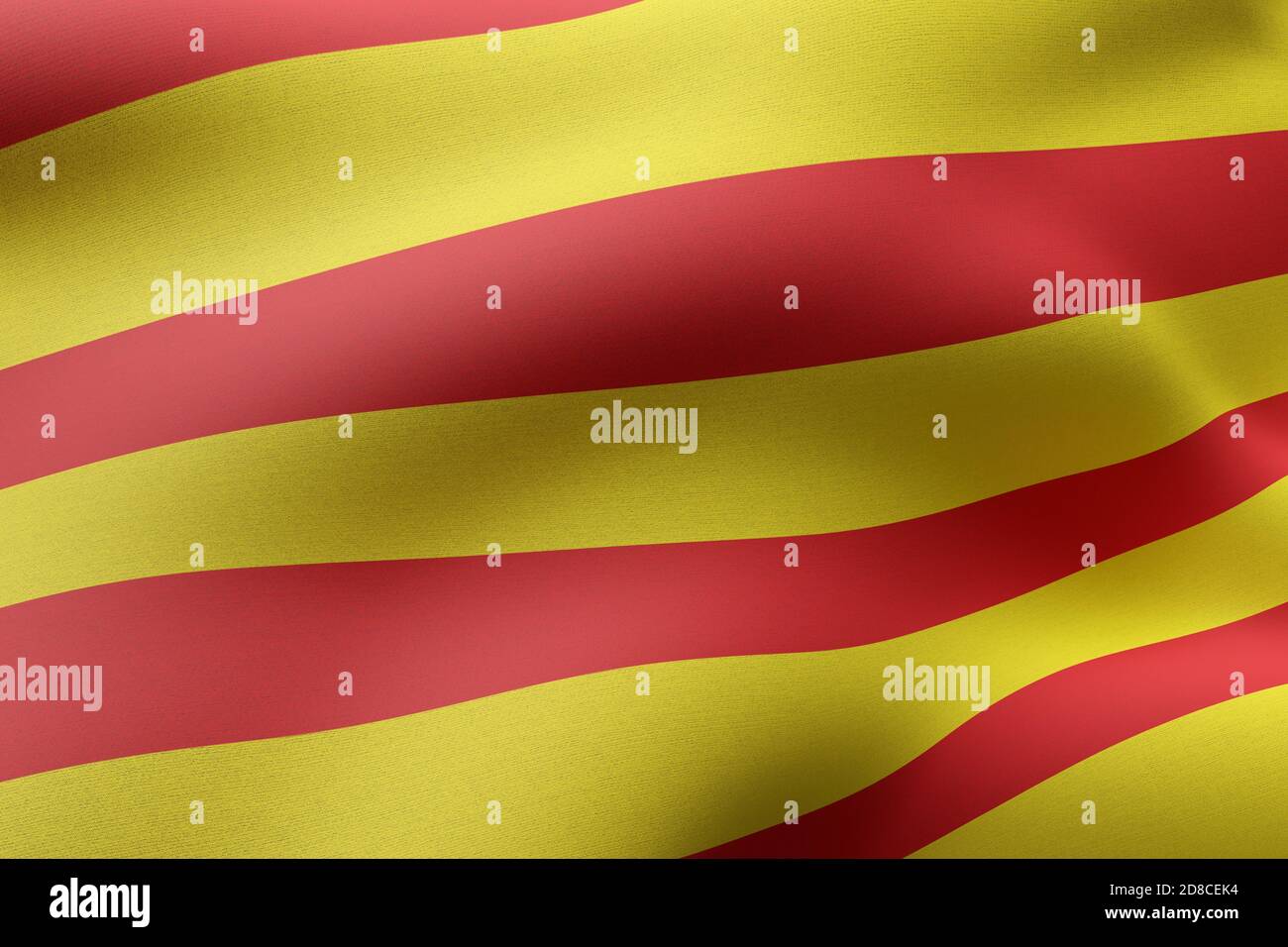 3d rendering of a silked Catalonia Spanish Community flag Stock Photo ...
