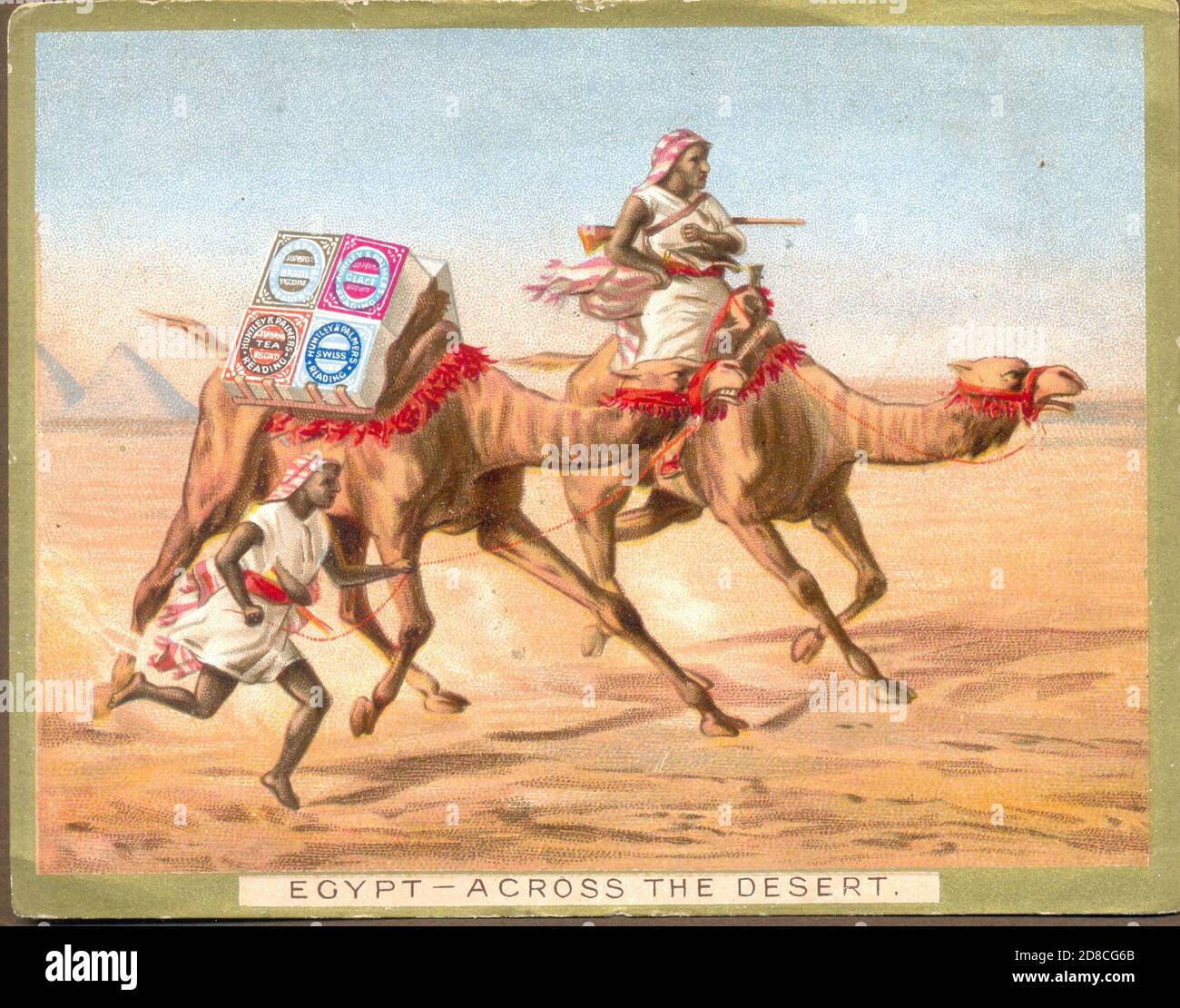 Advertising card for Huntley & Palmers titled Egypt - Across the desert circa 1878 Stock Photo