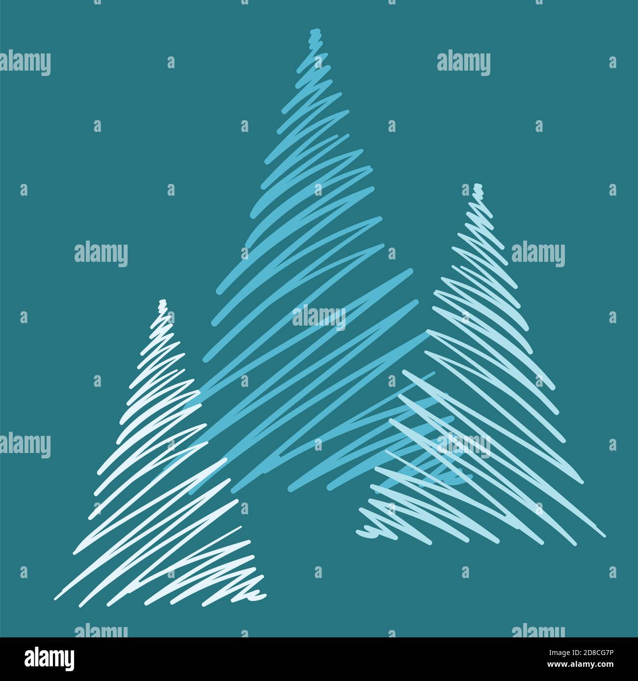 hand drawn Christmas tree isolated on a white background Stock Vector ...