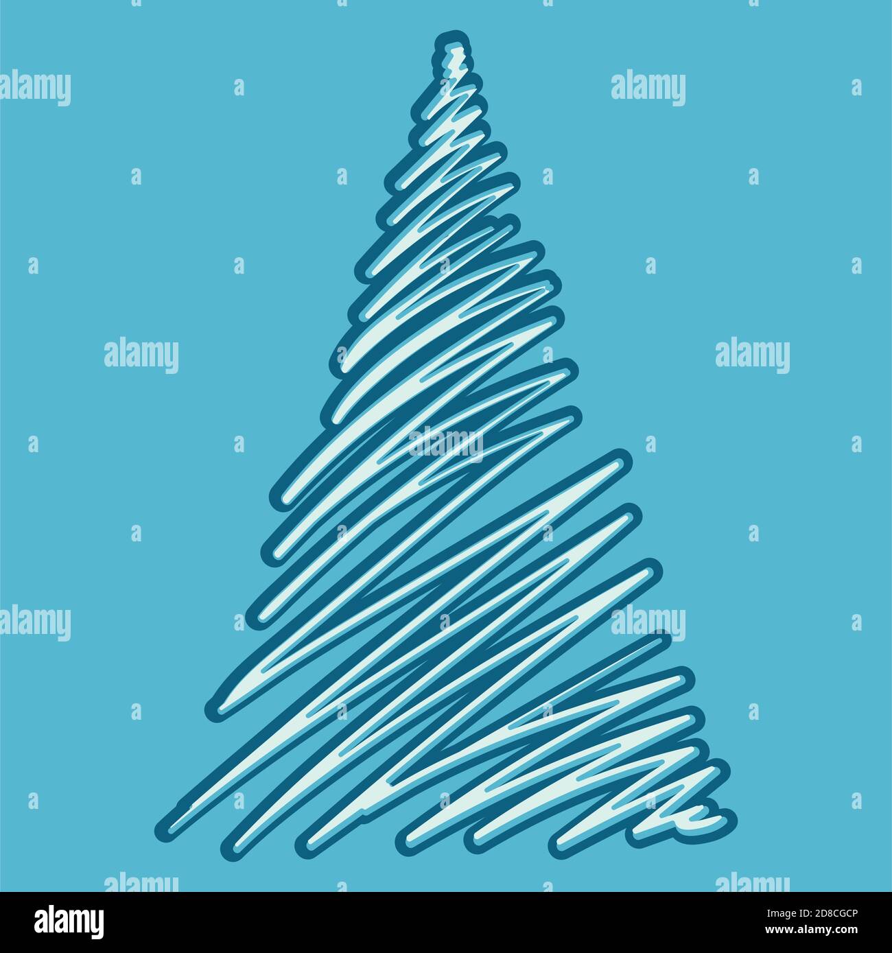 hand drawn Christmas tree isolated on a white background Stock Vector ...