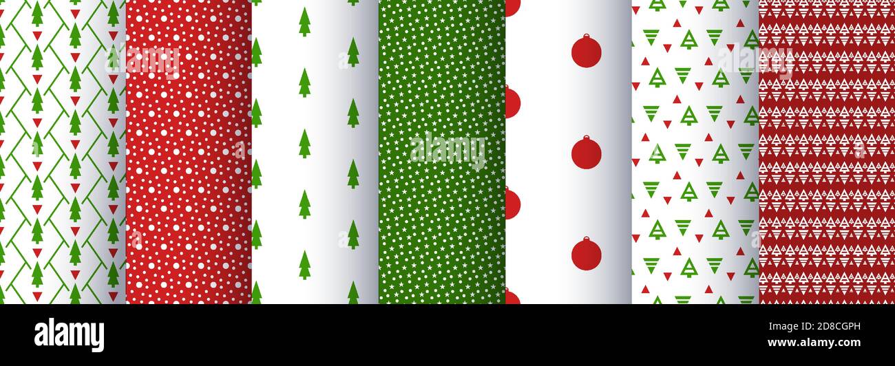 Christmas geometry seamless pattern. Set of backgrounds. Vector illustration Stock Vector