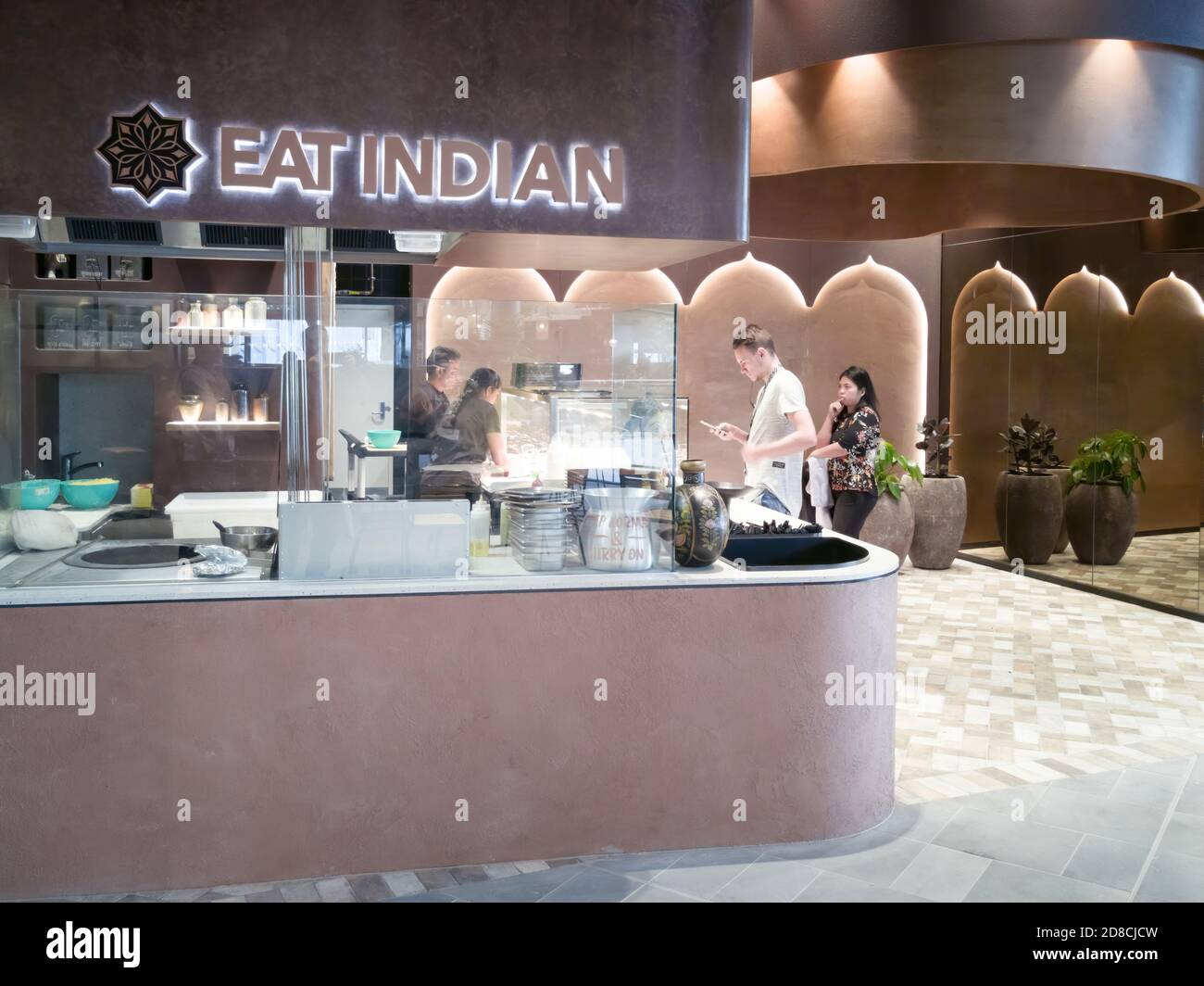 AUCKLAND, NEW ZEALAND - Oct 07, 2019: View of Eat Indian restaurant in Westfield Newmarket Shopping Centre mall Stock Photo