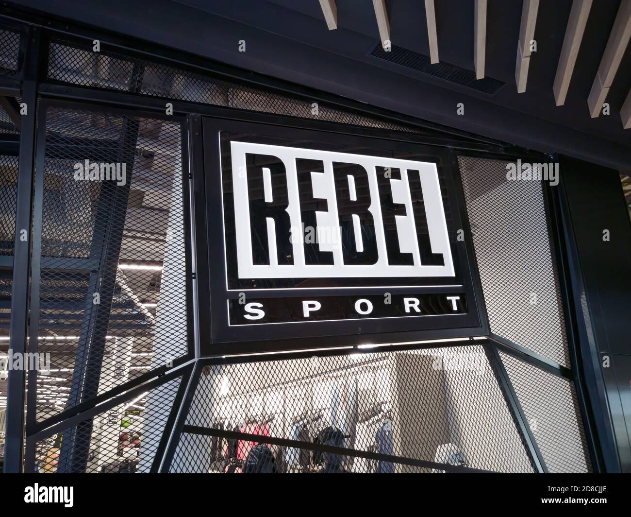 AUCKLAND, NEW ZEALAND Oct 07, 2019 View of Rebel Sport shop sign in
