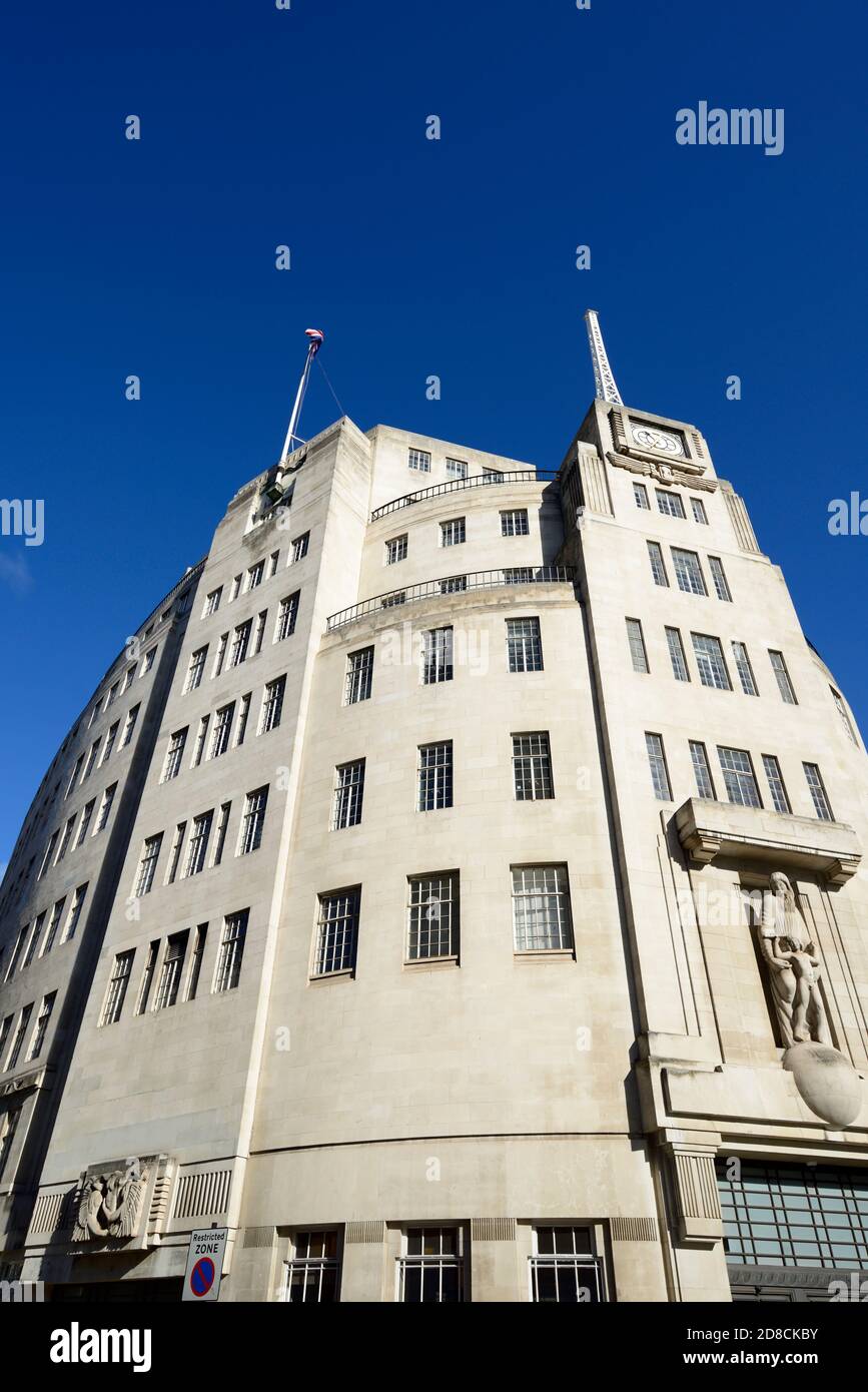 BBC Broadcasting House, Portland Place, Marylebone, West London, United Kingdom Stock Photo