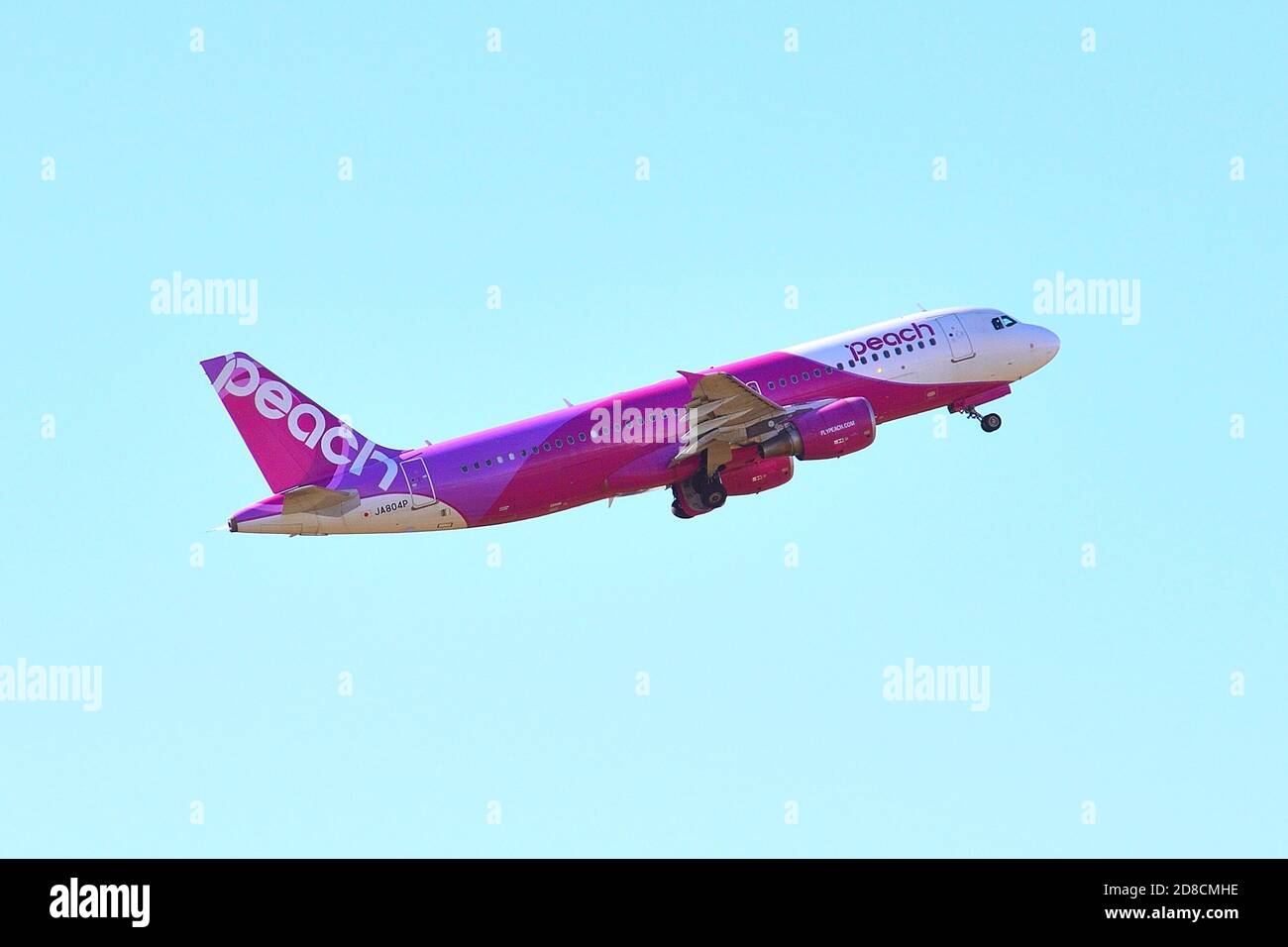 Peach Aviation, Airbus, A320, JA804P, Take Off, Narita Airport, Chiba, Japan Stock Photo