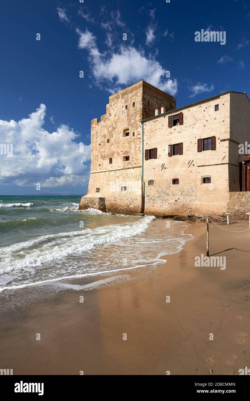 Torre Mozza (Li), Italy, the old Tower Mozza, on the sea,of the sixteenth century Stock Photo