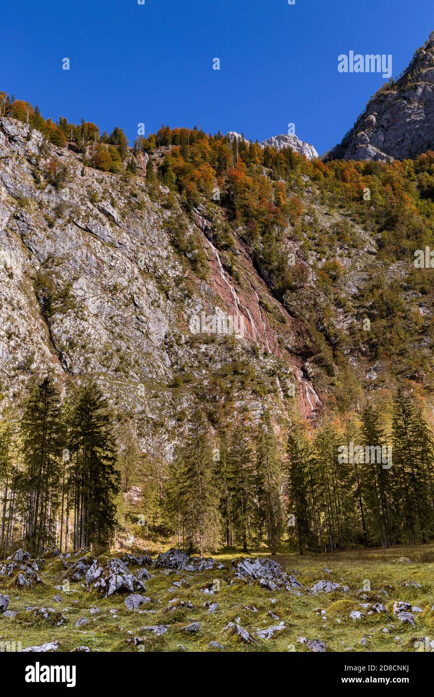 The Landtalfall, the second highest waterfall of Germany near the Obersee  in Berchtesgadener Land, Bavaria Stock Photo - Alamy