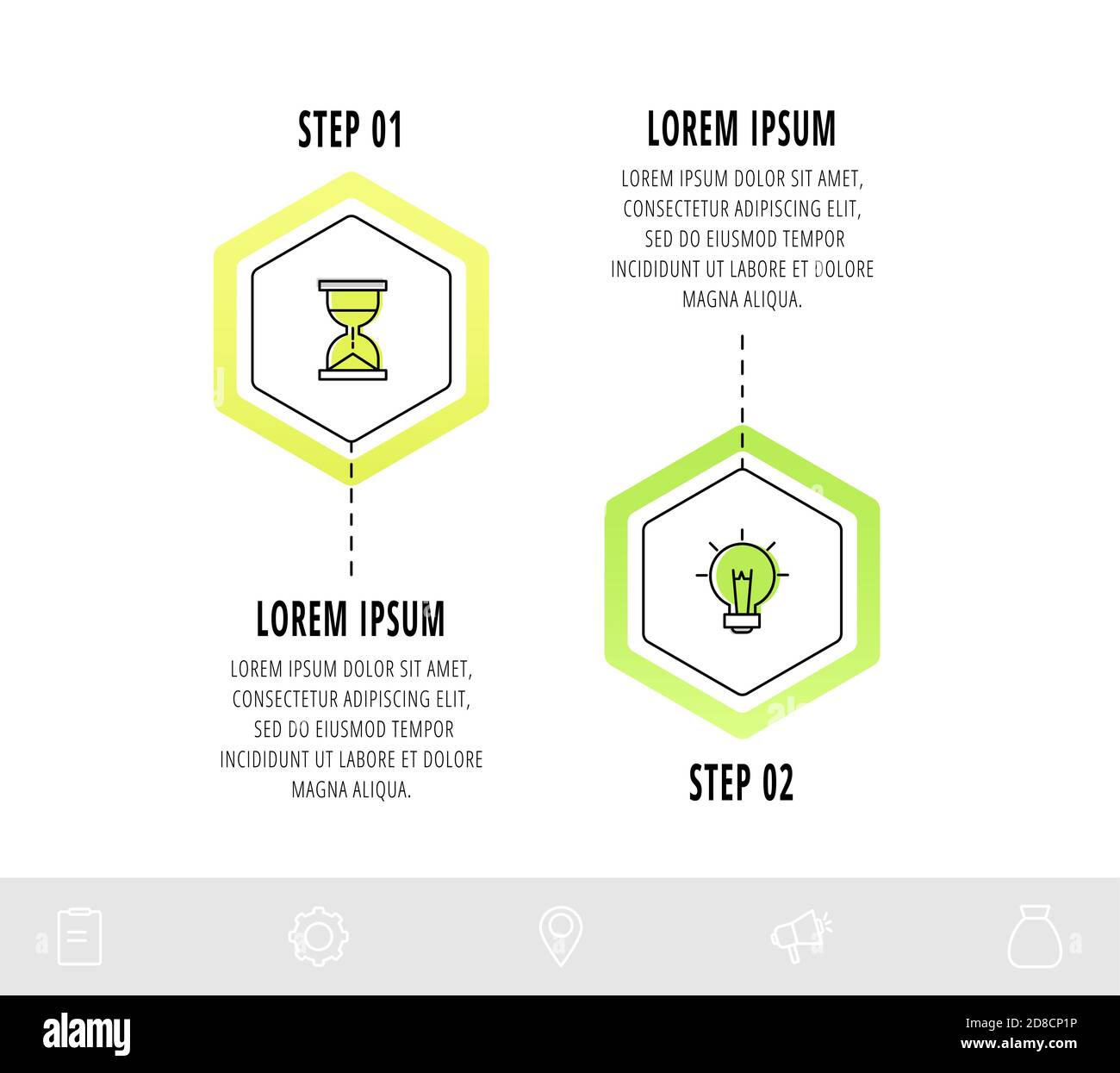 Vector infographic hexagons with two steps. Flat template can be used ...