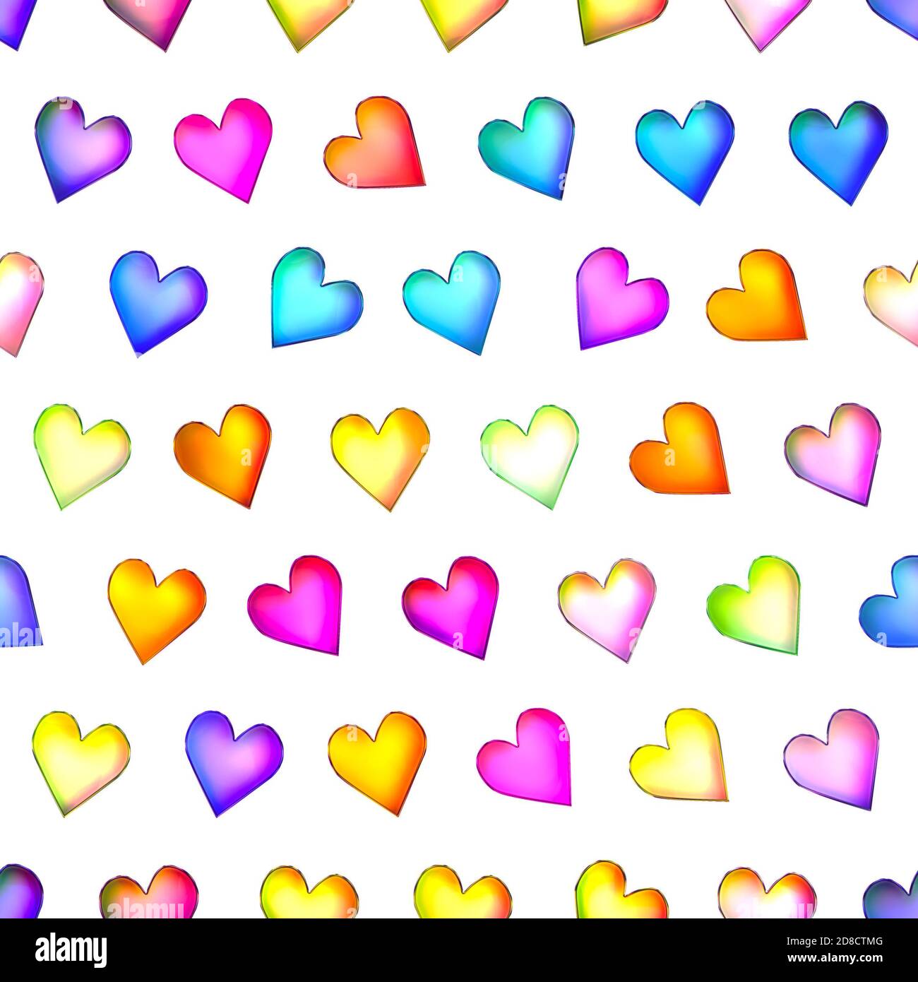 Seamless colorful hearts texture, Isolation on a white background Stock ...