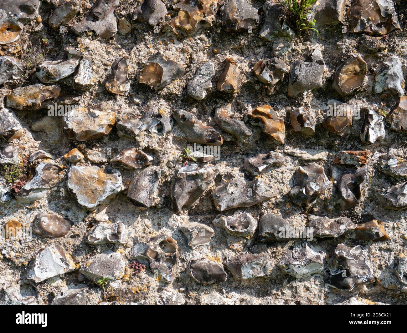 A close up of the Roman built walls at Portchester Castle, Hampshire, England Stock Photo