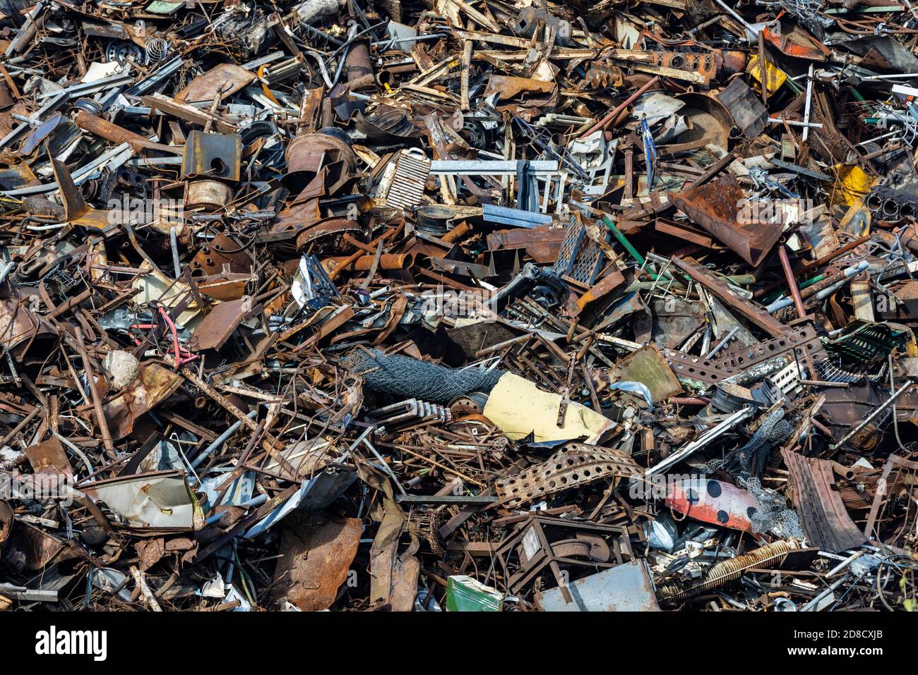 stack of scrap metal at recycling junkyard. closeup Stock Photo