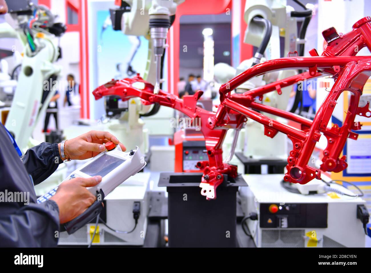 Engineer check and control automation Robot arm machine for Automotive