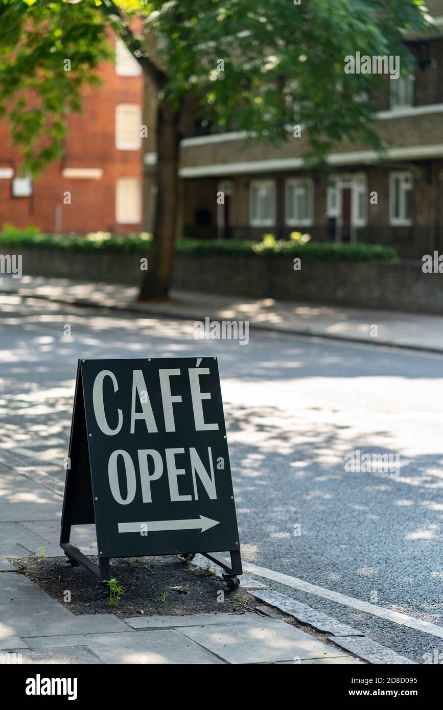 A frame advertising sign for cafe in Bermondsey Stock Photo