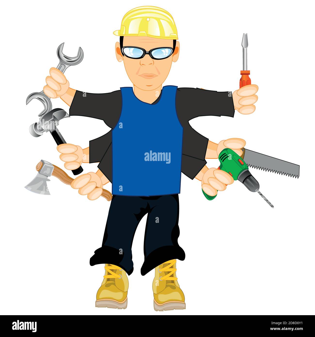 Vector illustration men master with toos in hand Stock Vector