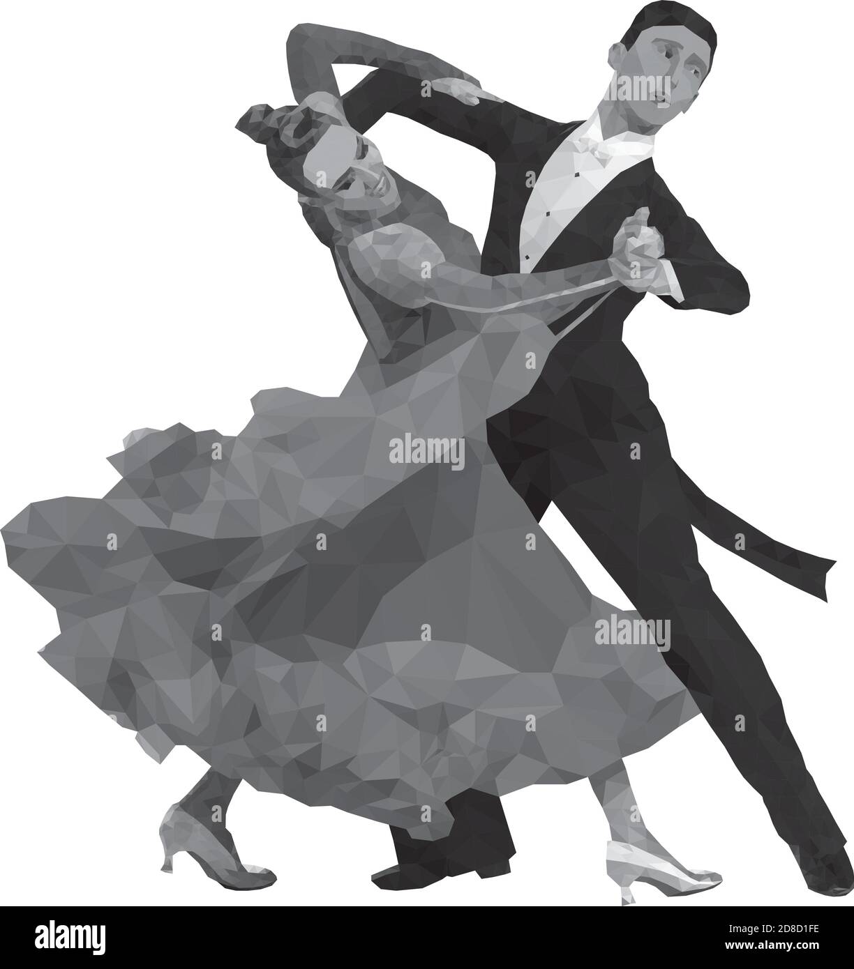 dancing couple in black and white. polygonal vector image Stock Vector ...