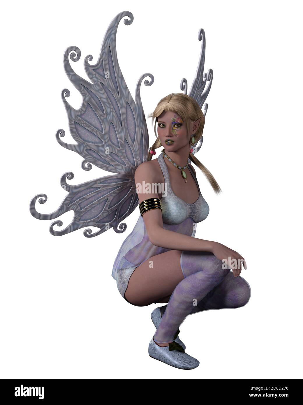 3D Illustration portrait of fantasy fairy woman isolated on white background Stock Photo