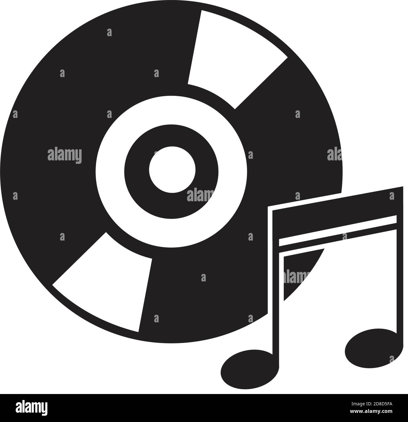 Black musical long play album disc size stereo sound record isolated on white background Stock Vector