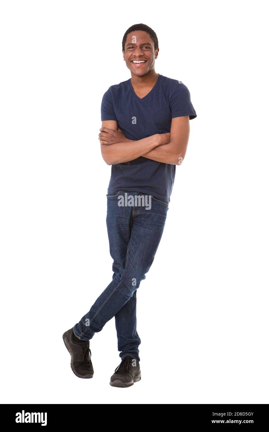 Full length portrait of confident young african american man smiling ...